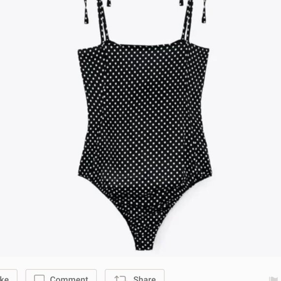 Zara Black and WhitePolka Dot Satin Bodysuit - Picture 2 of 3